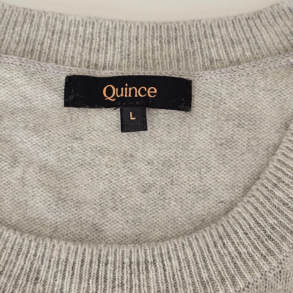 Quince Women's Light Gray 100% Mongolian Cashmere Tee Cozy Sweater Knit Top L - Picture 8 of 8